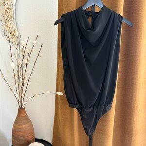 Astr Black Sleeveless Bodysuit